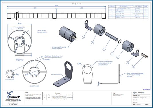 Support à 90° pour axe Rouleaux Sens Unique