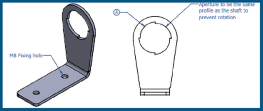 Support à 90° pour axe Rouleaux Sens Unique